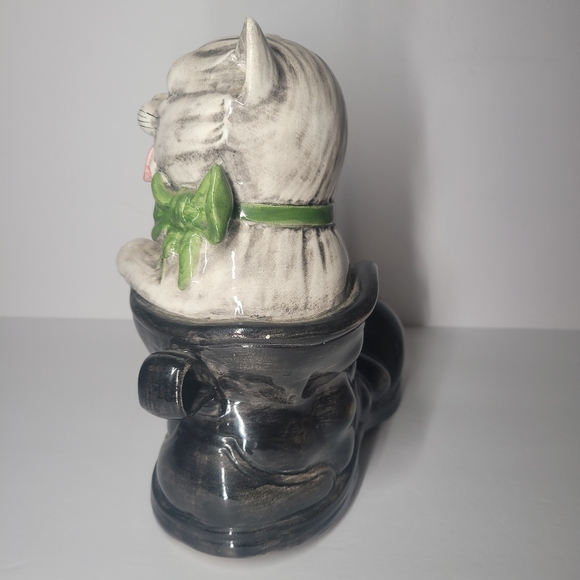 Rare Vintage Norleans Large Ceramic Kitten In Boot, Made In Italy - Picture 3 of 10